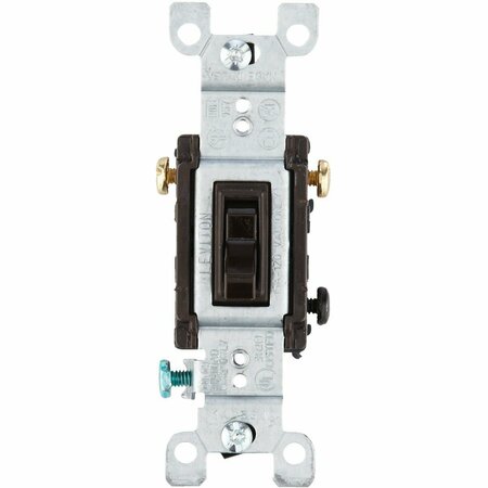 LEVITON Quiet Grounded Toggle Brown 15A 3-Way Switch 215-01453-002
